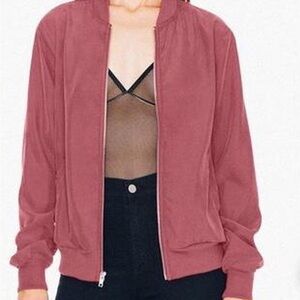 American Apparel Pink Bomber Jacket Lightweight Casual